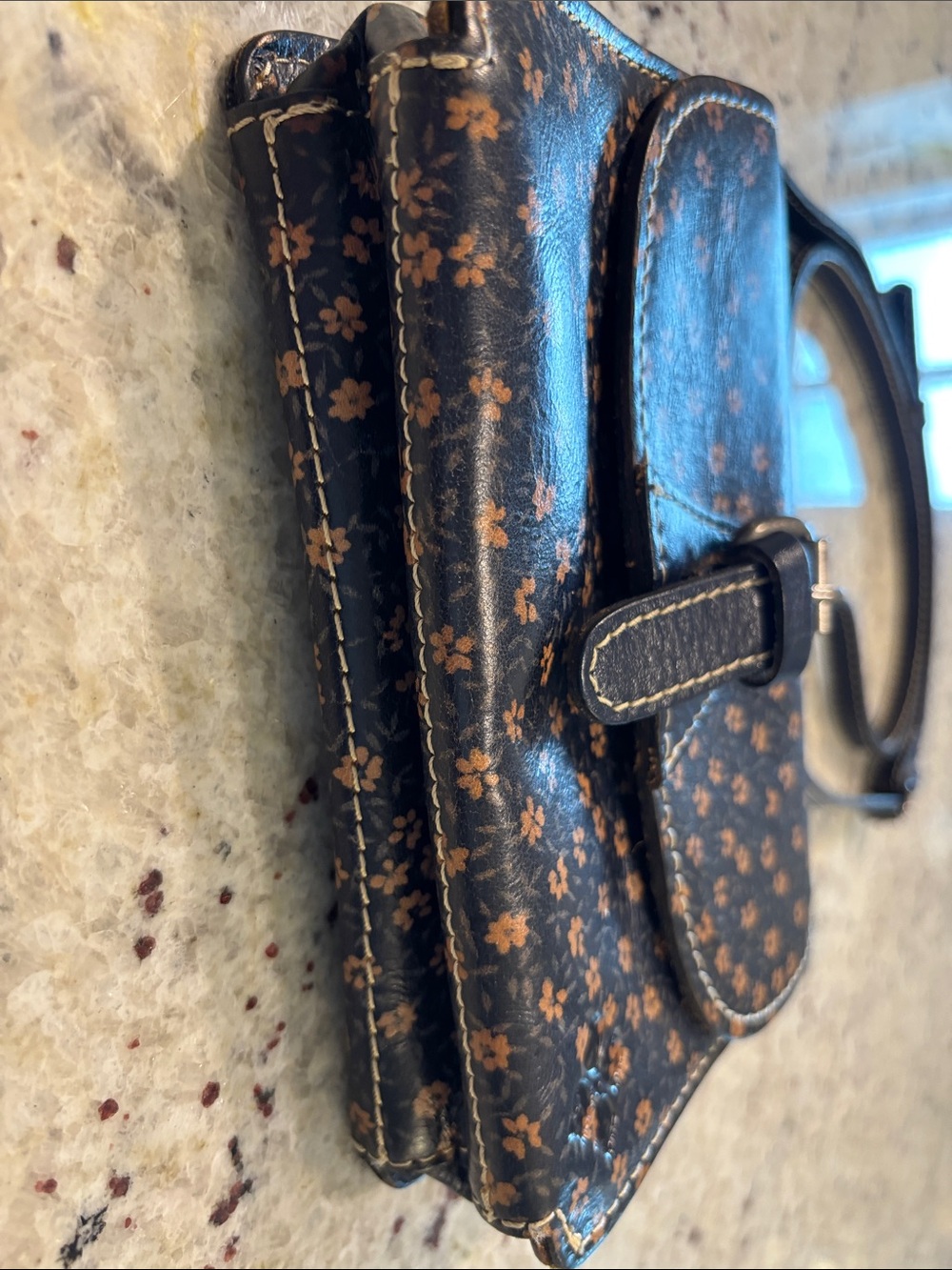 Patricia Nash Navy Floral Crossbody Bag with Buckle Closure - Picture 3 of 5